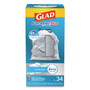 Glad ForceFlex MaxStrength Tall Kitchen Drawstring Trash Bags, 13 gal, Fresh Clean Scent, 24 x 28, White, 34/Box, 6 Boxes/Carton