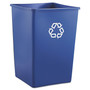 Rubbermaid Commercial Square Recycling Container, 35 gal, Plastic, Blue