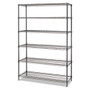 Alera NSF Certified 6-Shelf Wire Shelving Kit, 48w x 18d x 72h, Black Anthracite