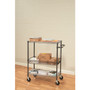 Alera Three-Tier Wire Cart with Basket, Metal, 2 Shelves, 1 Bin, 500 lb Capacity, 34" x 18" x 40", Black Anthracite