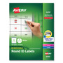 Avery Removable Multi-Use Labels, Inkjet/Laser Printers, 1" dia, White, 63/Sheet, 15 Sheets/Pack