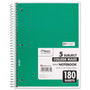 Mead Spiral Notebook, 5-Subject, Medium/College Rule, Randomly Assorted Cover Color, (180) 10.5 x 8 Sheets