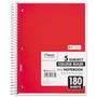 Mead Spiral Notebook, 5-Subject, Medium/College Rule, Randomly Assorted Cover Color, (180) 10.5 x 8 Sheets