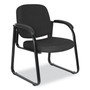 Alera Genaro Series Fabric Half-Back Sled Base Guest Chair, 25" x 24.80" x 33.66", Black Seat, Black Back, Black Base (ALERL43C11) View Product Image