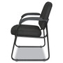 Alera Genaro Series Fabric Half-Back Sled Base Guest Chair, 25" x 24.80" x 33.66", Black Seat, Black Back, Black Base (ALERL43C11) View Product Image