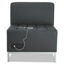 Alera QUB Series Armless L Sectional, Charging Station Center Seat, AC Outlet, (2) USB Ports, 26.38" x 26.38" x 30.5", Black