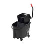 Rubbermaid Commercial WaveBrake 2.0 Bucket/Wringer Combos, Side-Press, 35 qt, Plastic, Black