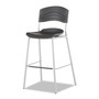 Iceberg CafeWorks Stool, Supports Up to 225 lb, 30" Seat Height, Graphite Seat, Graphite Back, Silver Base