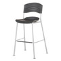 Iceberg CafeWorks Stool, Supports Up to 225 lb, 30" Seat Height, Graphite Seat, Graphite Back, Silver Base