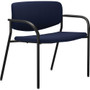Lorell Avent Big & Tall Upholstered Guest Chair with Arms - Dark Blue Seat Color - Steel, Crepe Fabric Seat Material - Dark Blue Back Color - Steel Back Material - Powder Coated, Black Frame Color