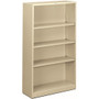 HON Brigade Steel Bookcase | 4 Shelves | 34-1/2"W | Putty Finish - 4 Shelf(ves) - 59" Height x 34.50" Width x 12.62" Depth - Adjustable Shelf, Reinforced, Welded, Durable, Compact - Steel