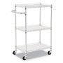 Alera Three-Shelf Wire Cart with Liners, Metal, 3 Shelves, 450 lb Capacity, 24" x 16" x 39", Silver