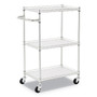 Alera Three-Shelf Wire Cart with Liners, Metal, 3 Shelves, 450 lb Capacity, 24" x 16" x 39", Silver (ALESW322416SR) View Product Image