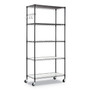 Alera 5-Shelf Wire Shelving Kit with Casters and Shelf Liners, 36w x 18d x 72h, Black Anthracite