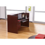 Alera Valencia Series Reception Desk with Transaction Counter, 71" x 35.5" x 29.5" to 42.5", Mahogany