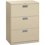 HON Brigade 600 H673 Lateral File - 40.9" Height x 30" Width x 18" Depth - 3 - Finish: Putty