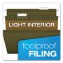 Pendaflex Reinforced Hanging File Folders with Printable Tab Inserts, Legal Size, 1/5-Cut Tabs, Standard Green, 25/Box
