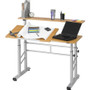 Safco Height-Adjustable Split Level Drafting Table, Rectangular/Square, 47.25 x 29.75 x 26 to 37.25, Medium Oak