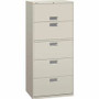 HON Brigade 600 H675 Lateral File - 67" Height x 30" Width x 18" Depth - 5 - Finish: Light Gray