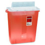 Covidien Transparent Red Sharps Container - 3 gal Capacity - 16.3" Height x 13.8" Width x 6" Depth - Red
