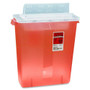 Covidien Transparent Red Sharps Container - 3 gal Capacity - 16.3" Height x 13.8" Width x 6" Depth - Red