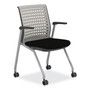 Safco Thesis Training Chair w/Static Back and Arms, Max 250 lb, 18"  High Black Seat,Gray Back/Base,2/CT,Ships in 1-3 Business Days (SAFKTS1SGBLK) View Product Image