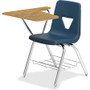 Lorell Writing Tablet Arm Student Desks - Tubular Steel Frame Material - Four-legged Base - Navy, Oak - Polypropylene - Armrest