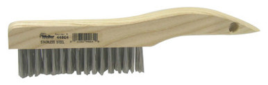 Hand Wire Scratch Brush, .012 Stainless Steel Fill, Shoe Handle, 4 x 16  Rows - 44064