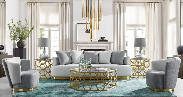 Vinessa Velvet Curved Sofa Three Seater