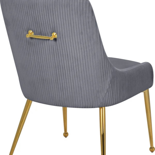 Meridian Gray Velvet Dining Chair with Gold Legs