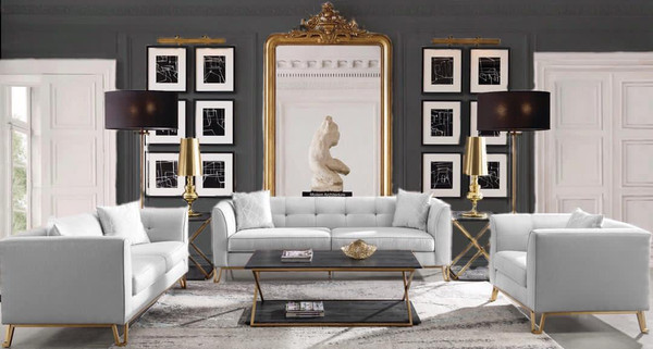 Ninsa Velvet Fabric Sofa Set