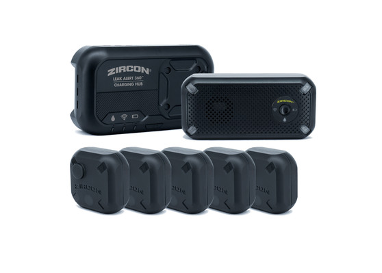 Leak Alert 360. Water leak alert with hub, alarm and 5 sensors