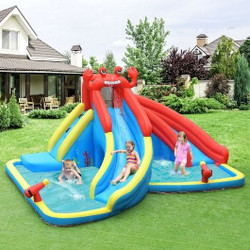 Inflatable Water Slide Bounce House with Water Cannon and 950W Blower - Color: Blue