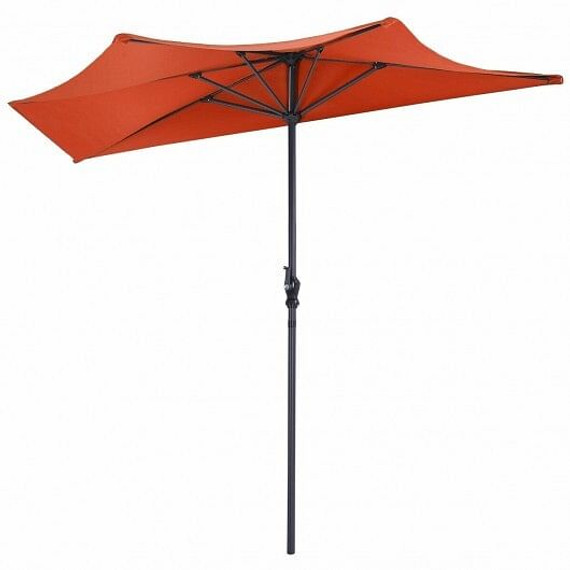 9Ft Patio Bistro Half Round Umbrella -Orange - Color: Orange - Size: 9 ft