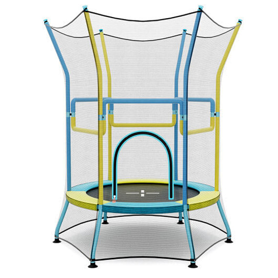 Mini Trampoline for Kids with Safety Enclosure Net and Foam Handles-Yellow - Color: Yellow