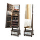 47 Inch Lockable Jewelry Cabinet Armoire with 3-Color LED Lights-Brown