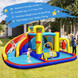7-in-1 Inflatable Water Slide Bounce Castle with Splash Pool and Climbing Wall without Blower - Col
