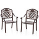 Patio Cast Aluminum Dining Chairs Set of 2 Metal Armchairs Stackable-Copper - Color: Copper Patio Cast Aluminum Dining Chairs Set of 2 Metal Armchairs Stackable-Copper - Color: Copper