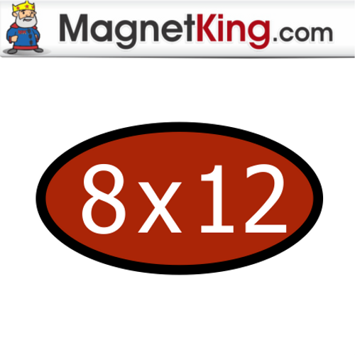 8 x 12 Oval Thin Glossy White Magnet