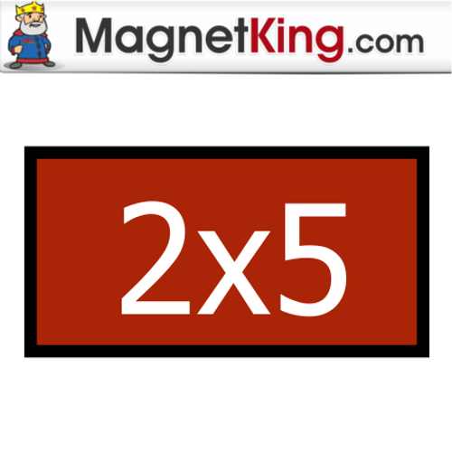 2 x 5 Rectangle Thin Glossy White Magnet