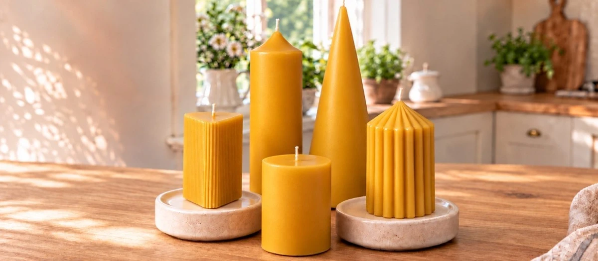 100% Pure British Beeswax Candles handmade at Honeyfields Bee Farm