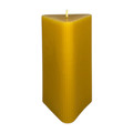 British Beeswax Ribbed Triangular Prism Pillar Candle 8cm - 55 Hour Burn Time