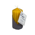 Beeswax Ribbed Dome Pillar Candle 12x7cm - 35 Hour Burn Time supplied with sustainable paper wrap.