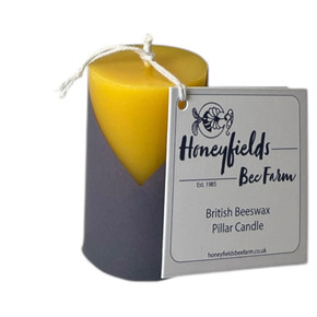 Beeswax Smooth Pillar Candle 7.5 x 4.5 cm with sustainable paper packaging. 10 Hour Burn Time Beeswax Smooth Pillar Candle 7.5 x 4.5 cm with sustainable paper packaging. 10 Hour Burn Time