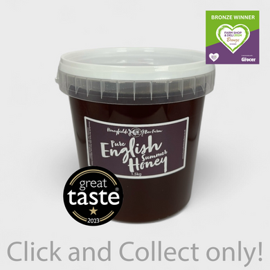 Pure English Summer Honey 1.5kg Bucket with Great Taste Award logos