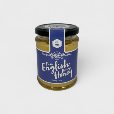 Pure English borage Honey 340g jar grey background