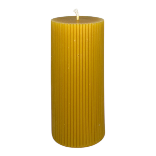 Beeswax Ribbed Pillar Candle 15cm x 7cm - 45 Hour Burn Time