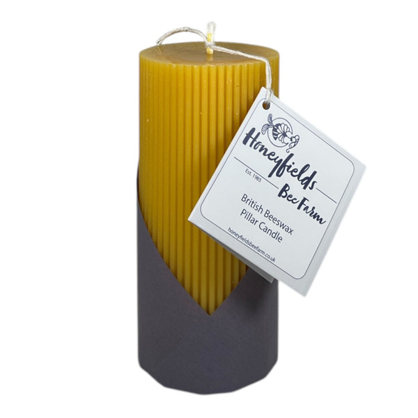 Beeswax Ribbed Pillar Candle 15cm x 7cm