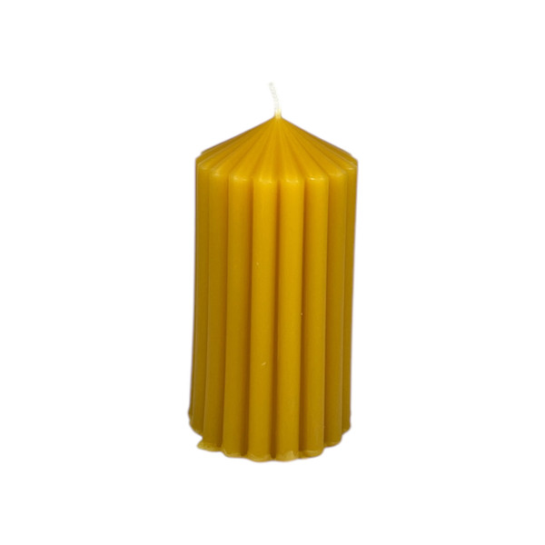 Beeswax Ribbed Dome Pillar Candle 12x7cm - 35 Hour Burn Time