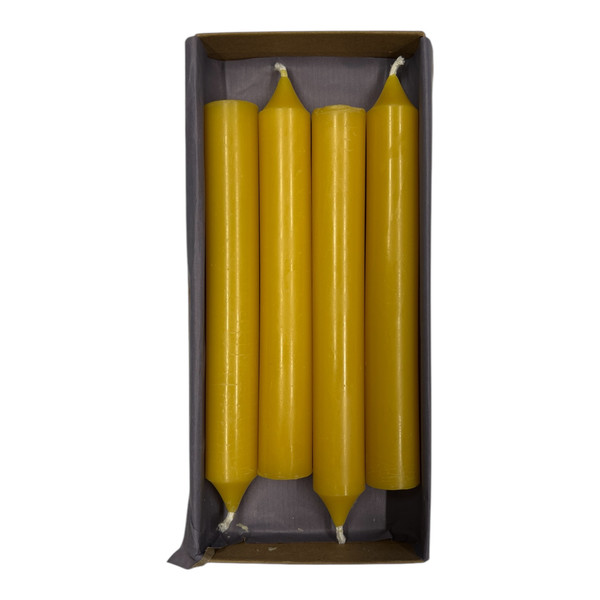 Beeswax Stubby Dinner Candles Box of 4 - 8 Hour Burn Time. 15cm height.